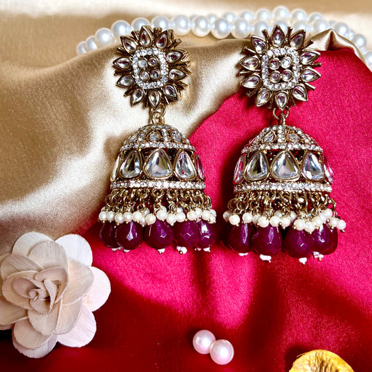 MAROON SUNDARI JHUMKIS