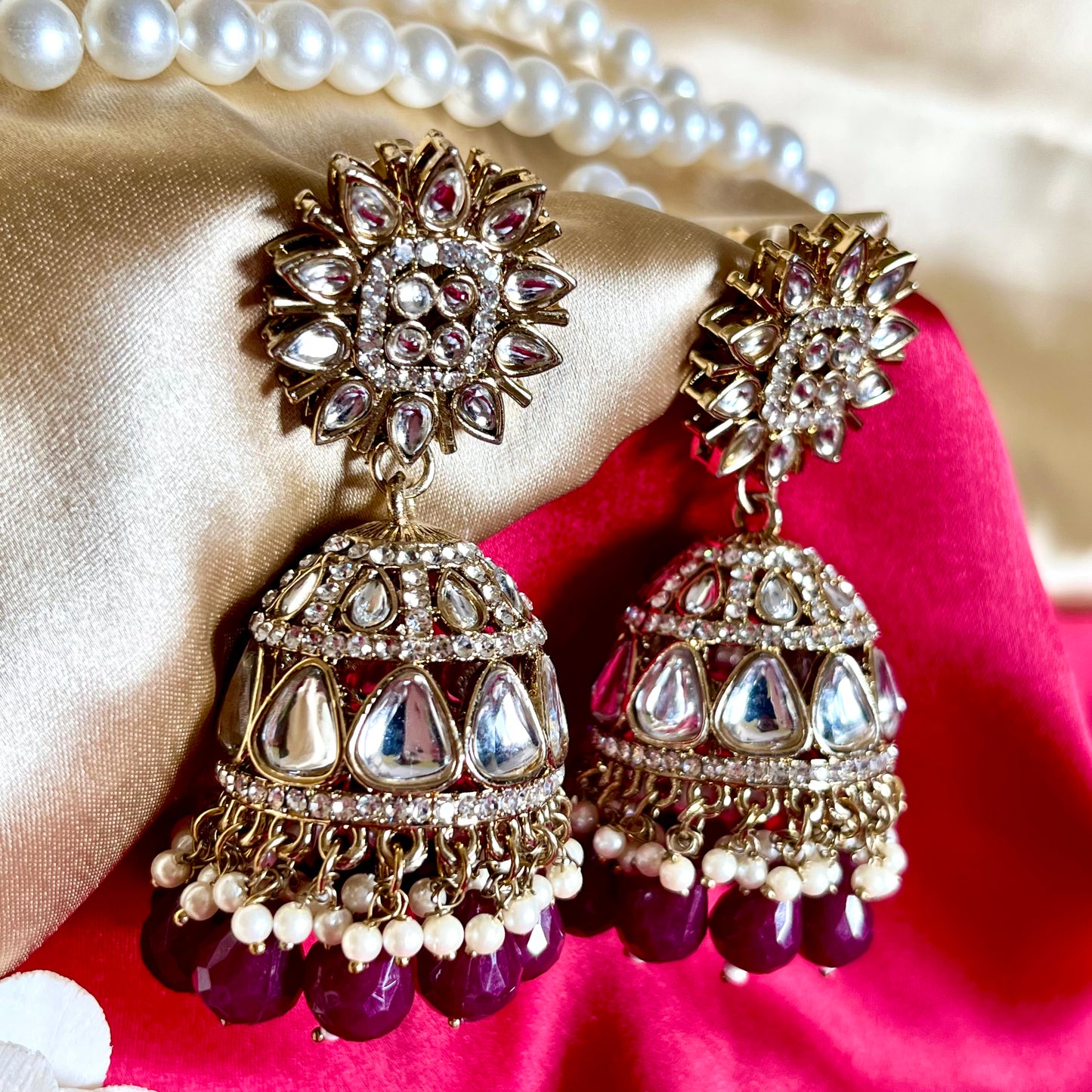 MAROON SUNDARI JHUMKIS