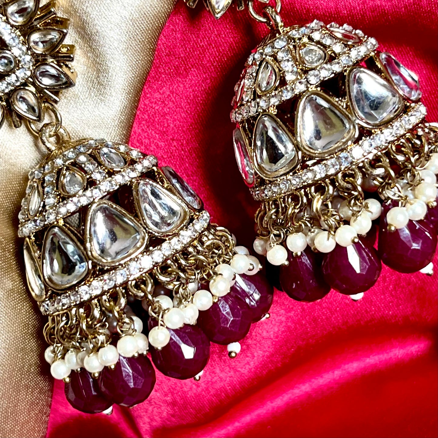 MAROON SUNDARI JHUMKIS