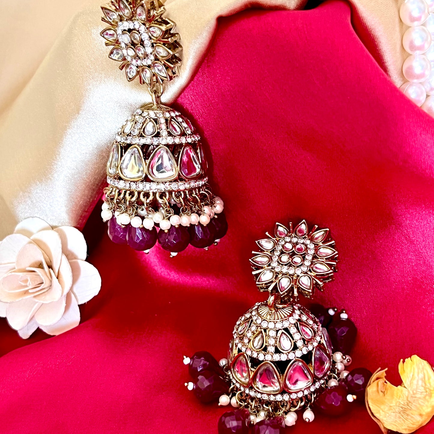 MAROON SUNDARI JHUMKIS