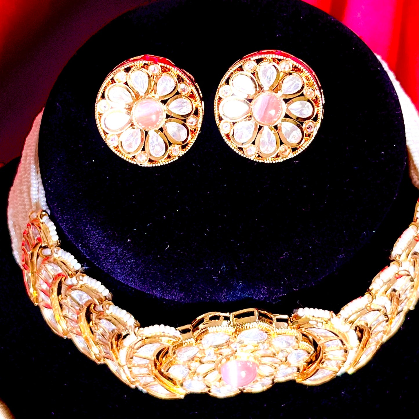 GOLDEN PINK CHOKER SET