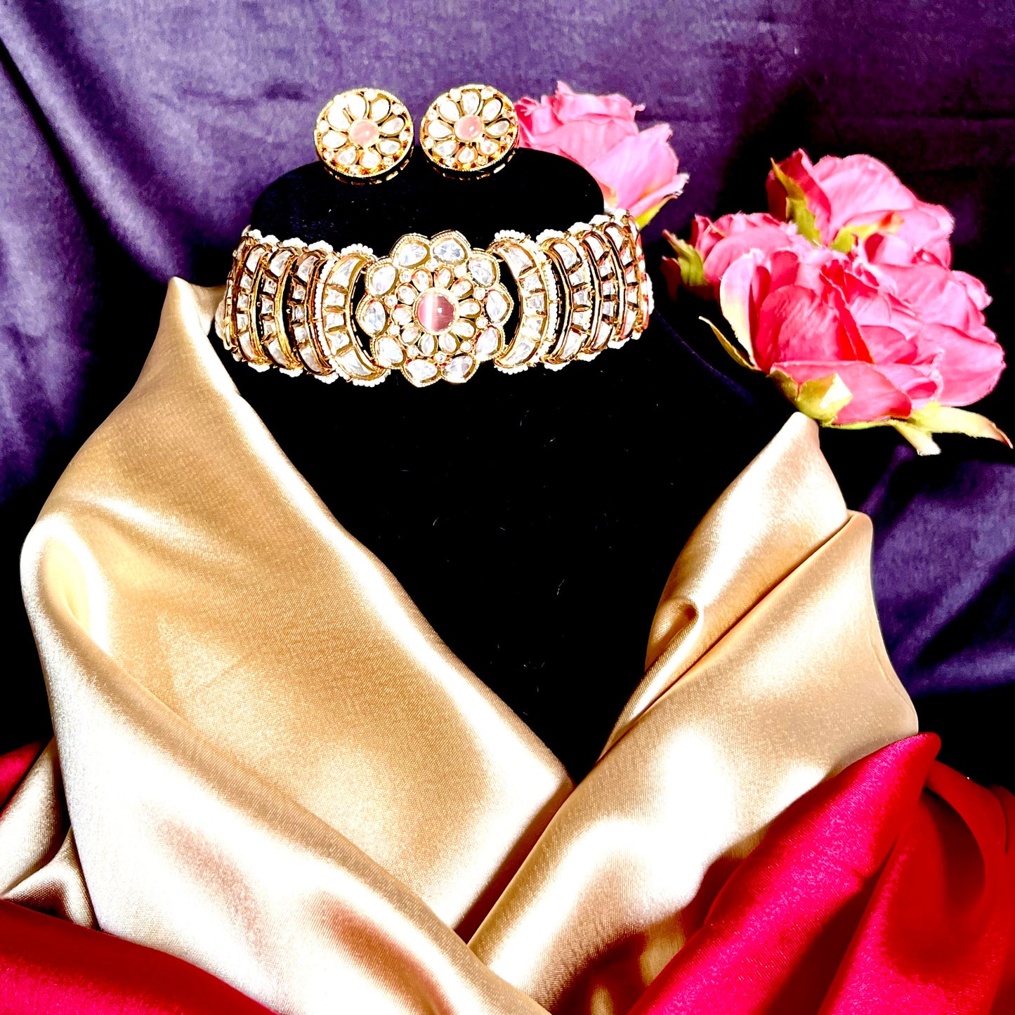 GOLDEN PINK CHOKER SET