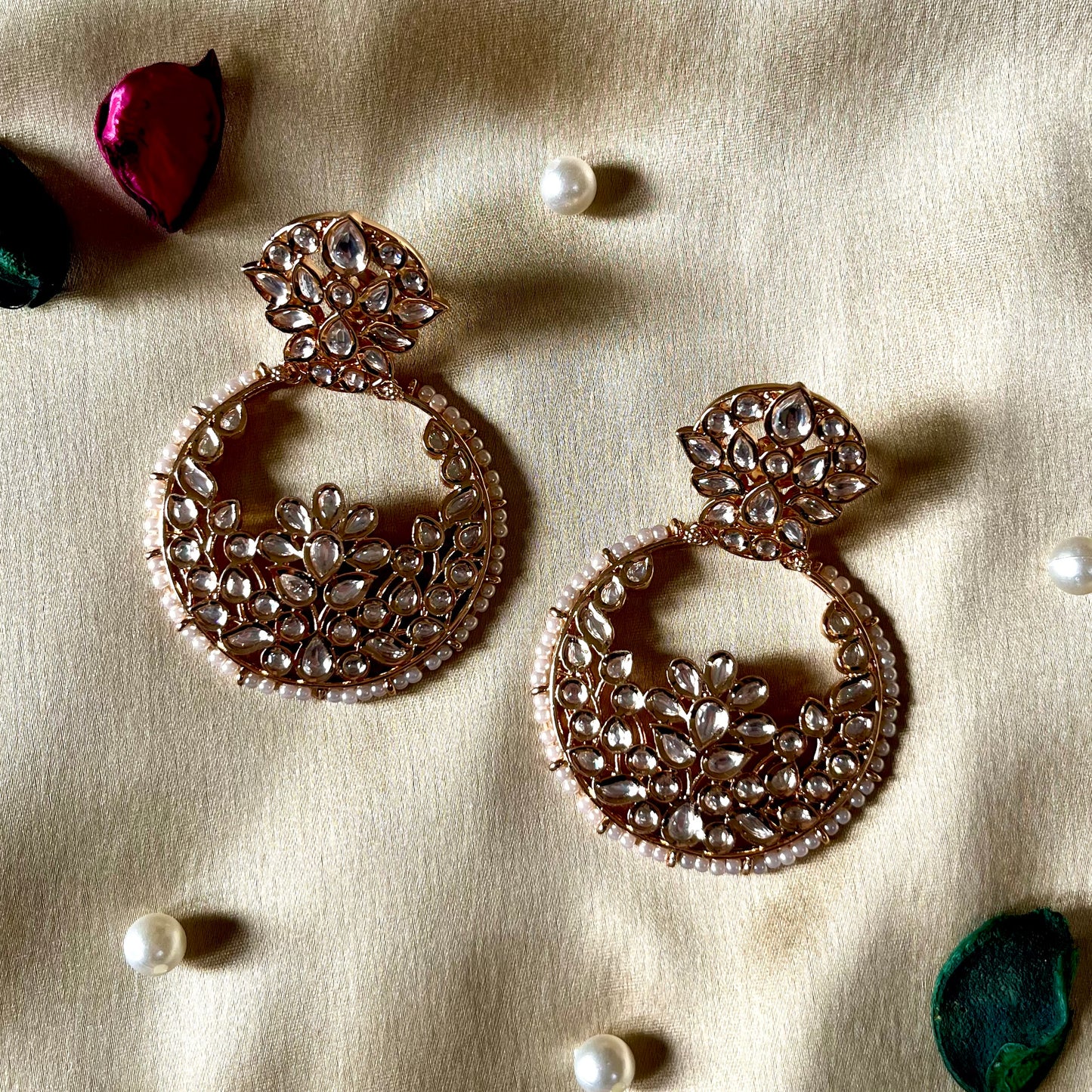 GOLDEN POLKI KUNDAN EARRING