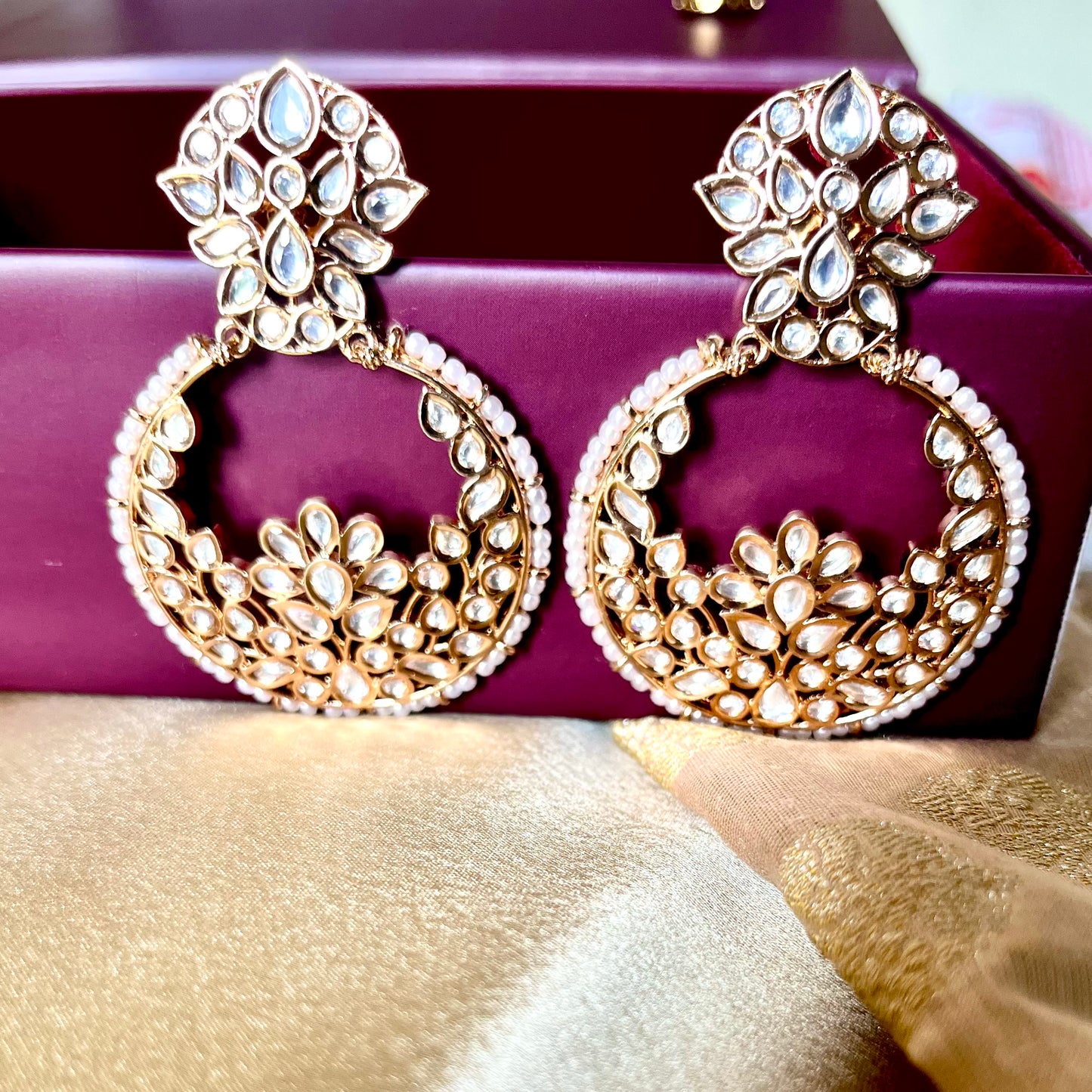 GOLDEN POLKI KUNDAN EARRING