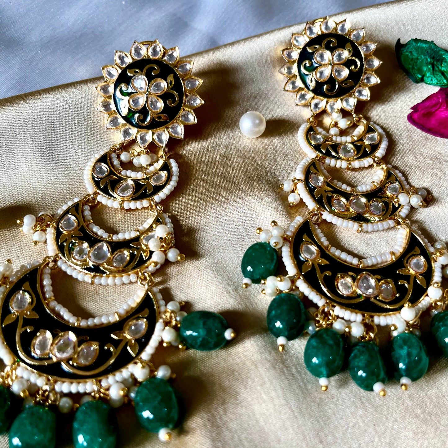 EMERALD POLKI KUNDAN EARRING