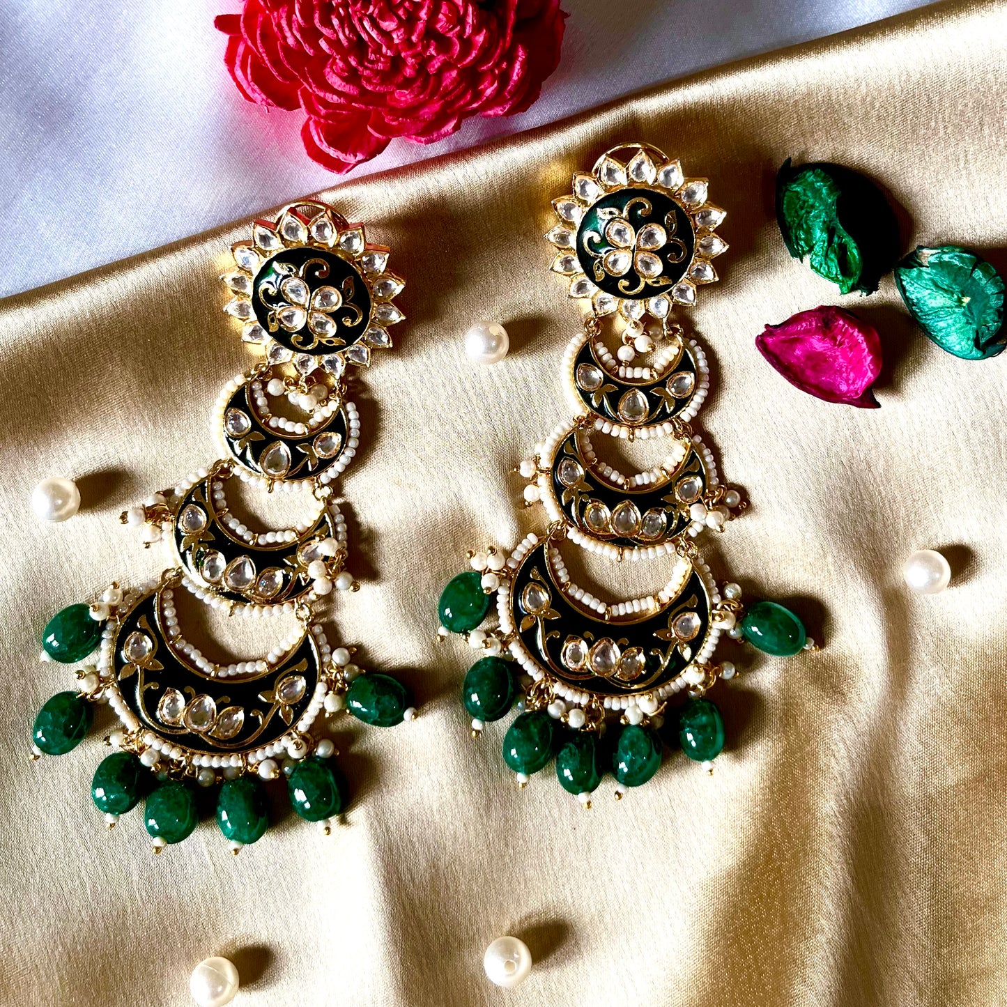 EMERALD POLKI KUNDAN EARRING