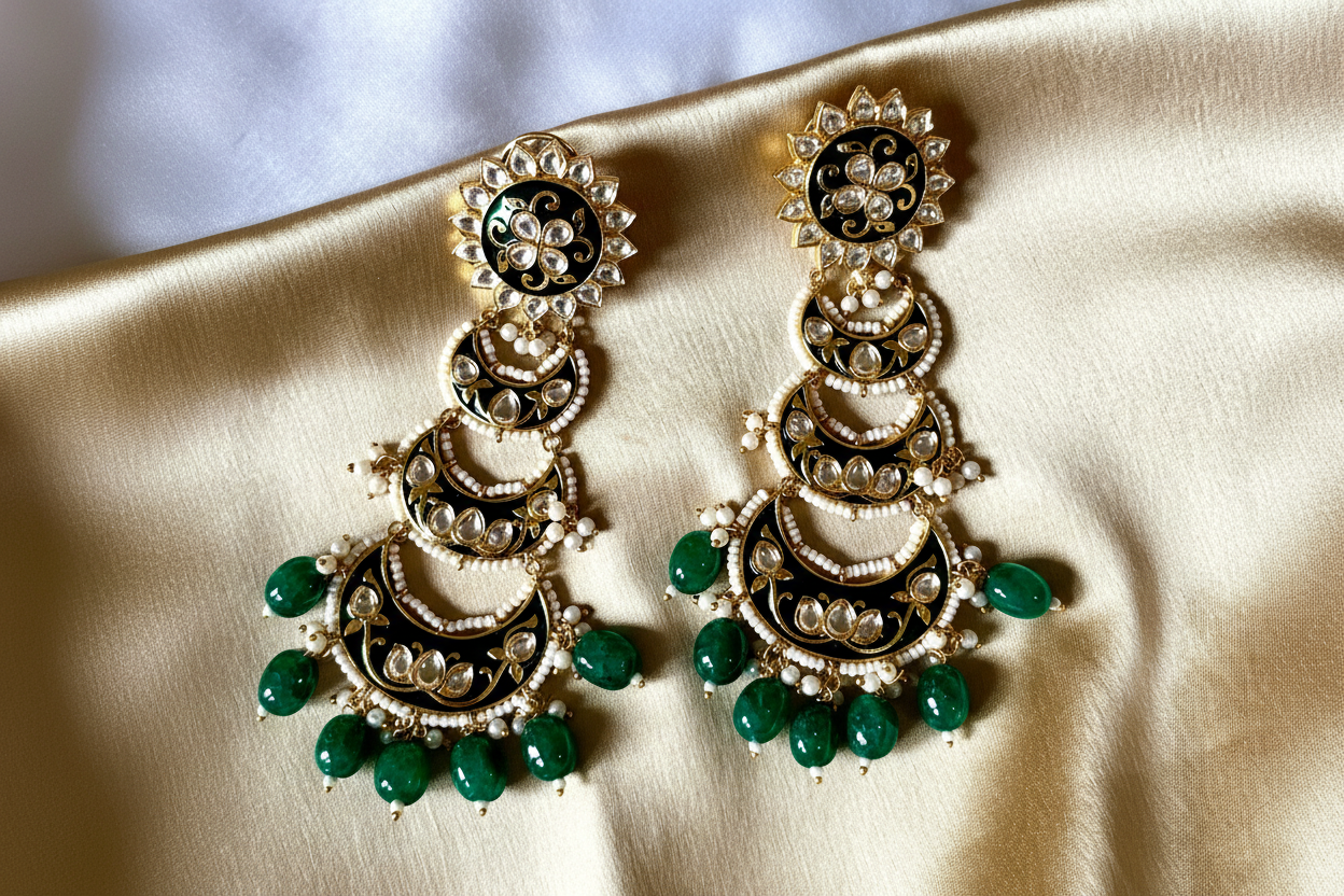 EMERALD POLKI KUNDAN EARRING