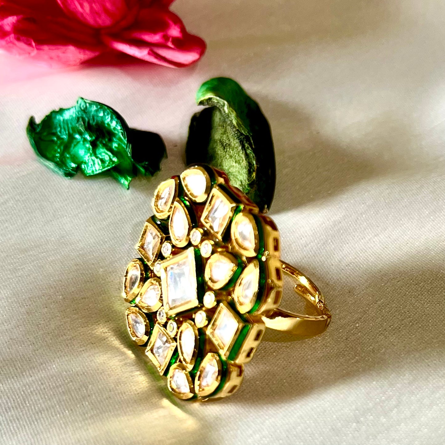 EMERALD PRINCESS KUNDAN RING