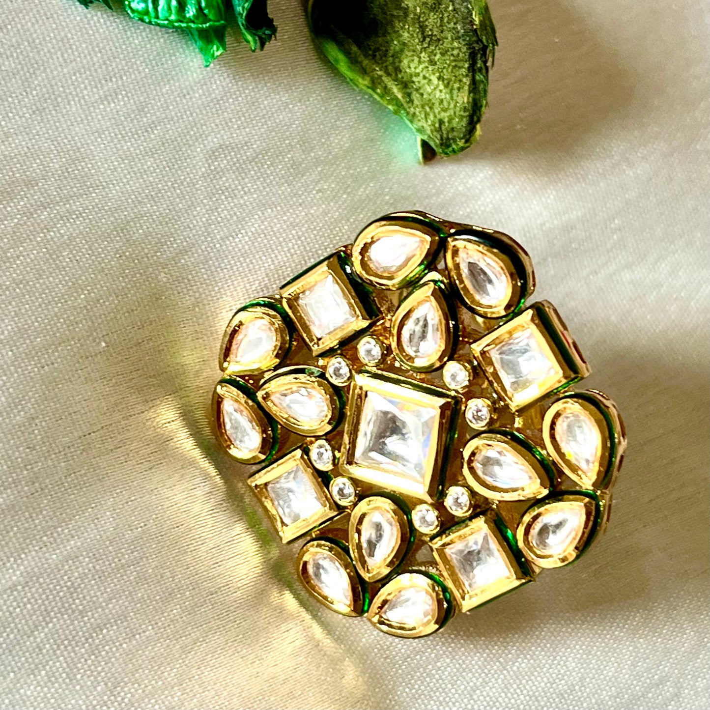 EMERALD PRINCESS KUNDAN RING