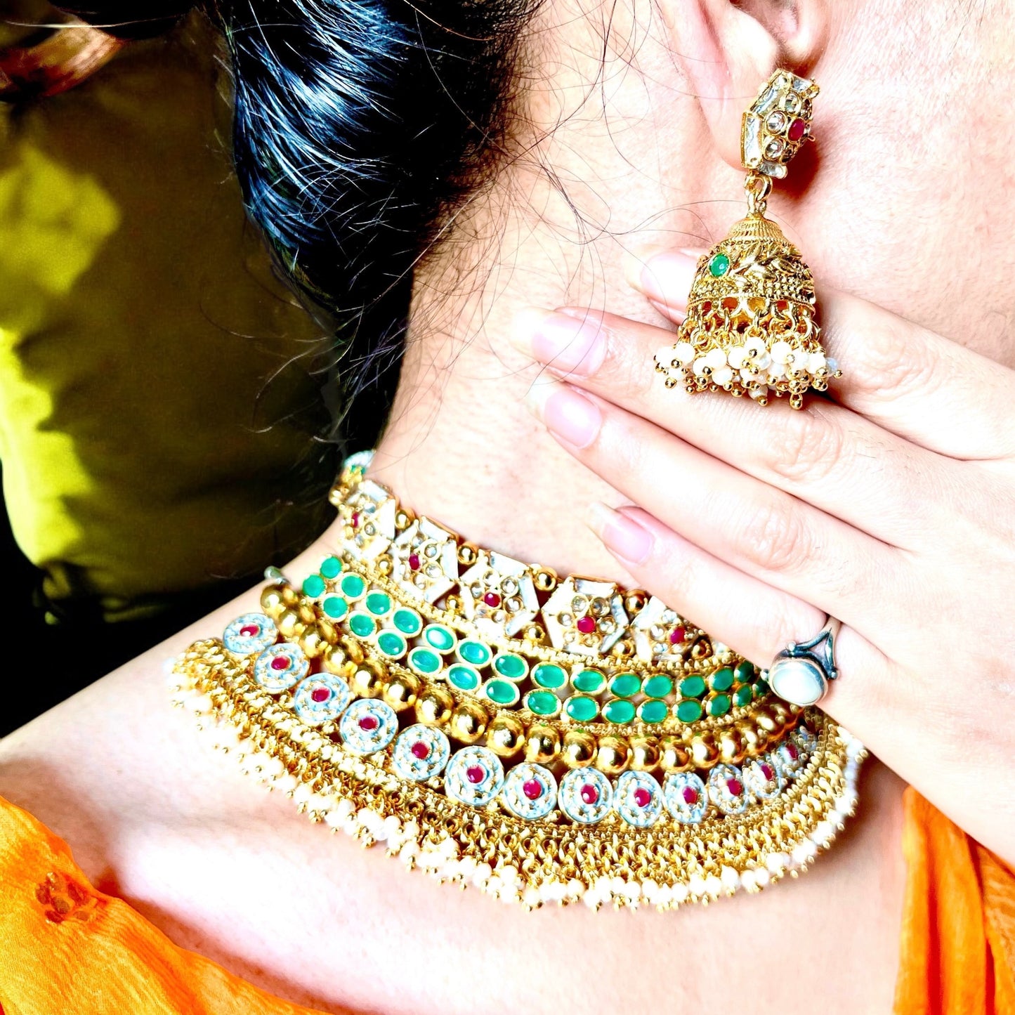 EMERALD RAJRANI CHOKER SET