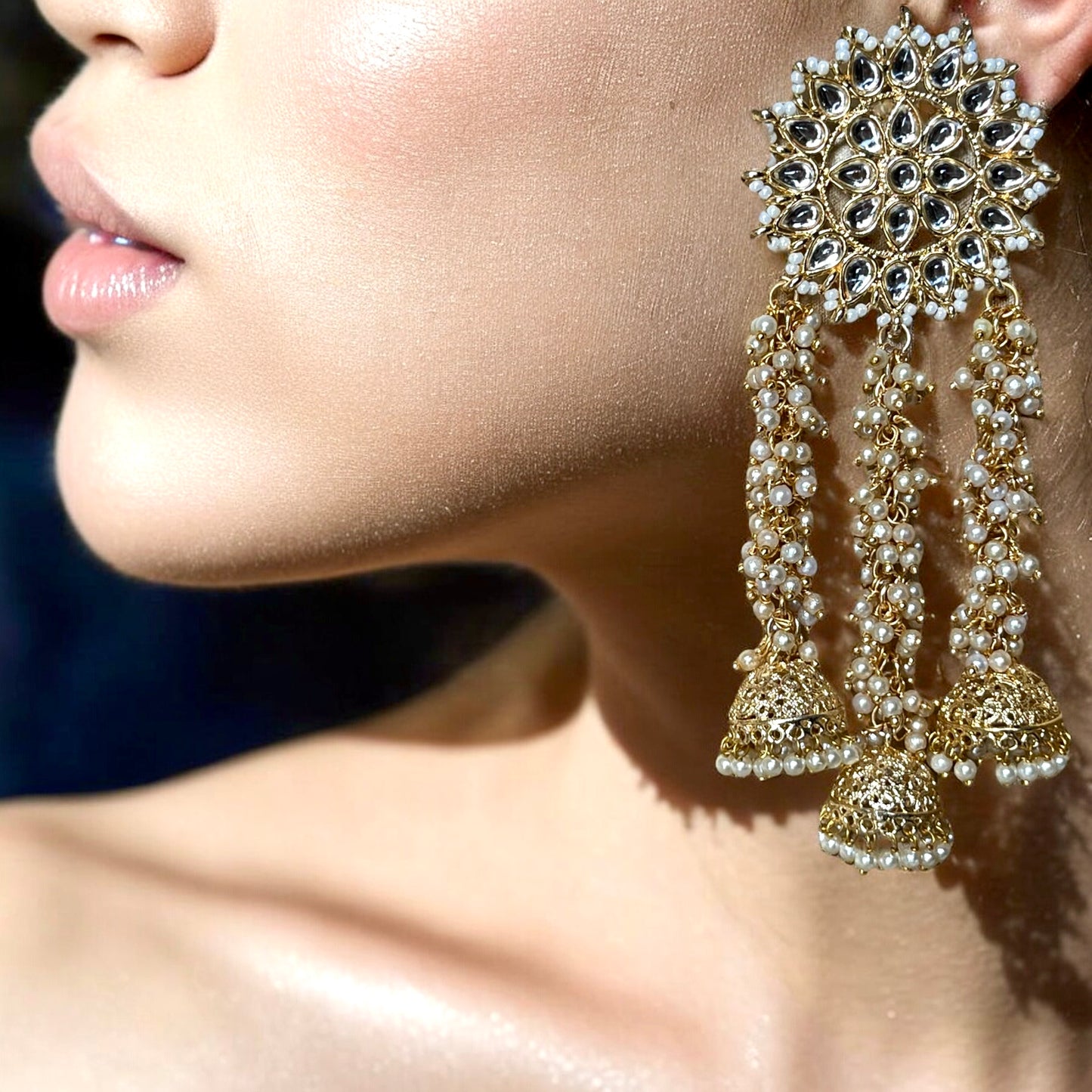 GOLDEN RANI KUNDAN EARRINGS