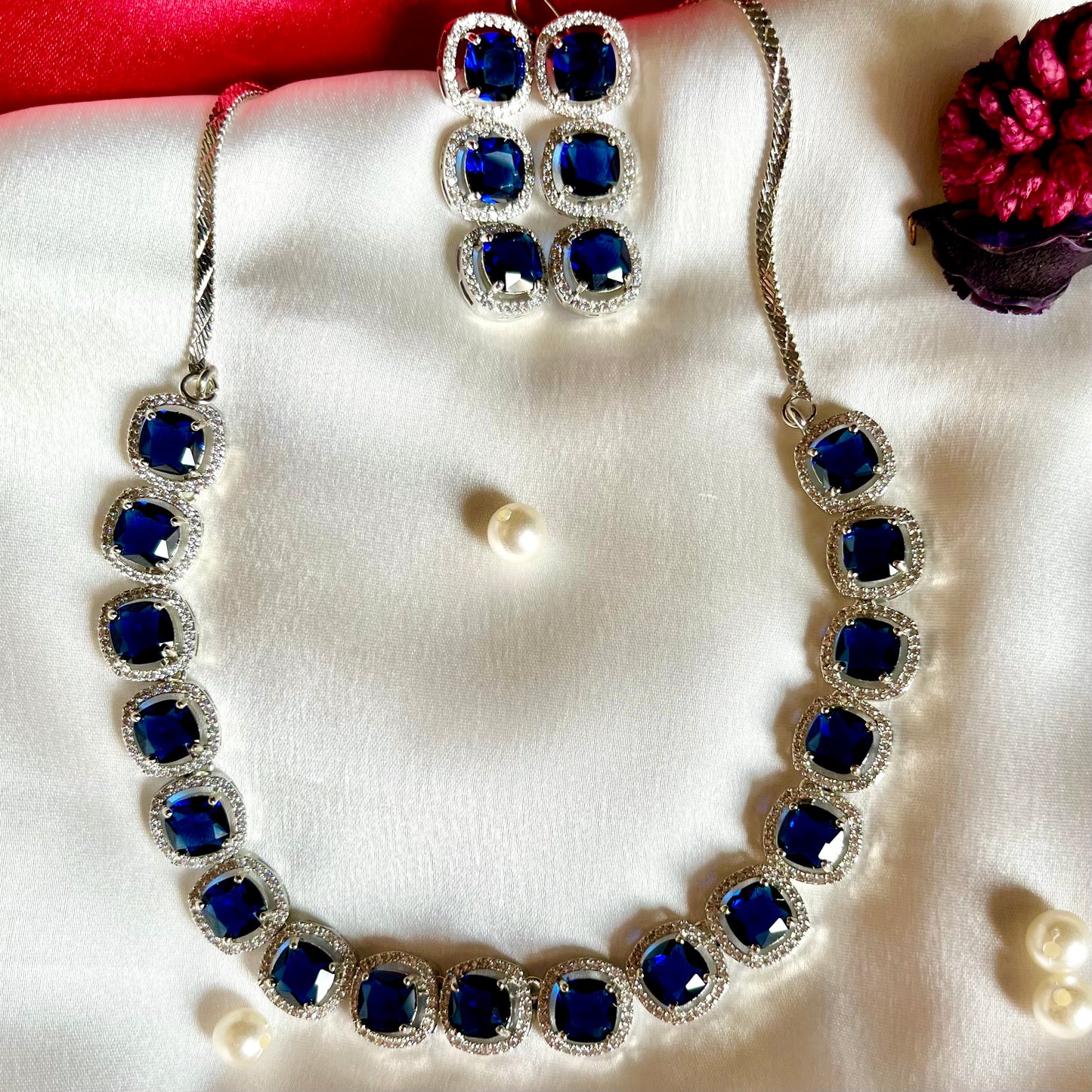 BLUE CHANDA ZIRCONIA NECKLACE SET