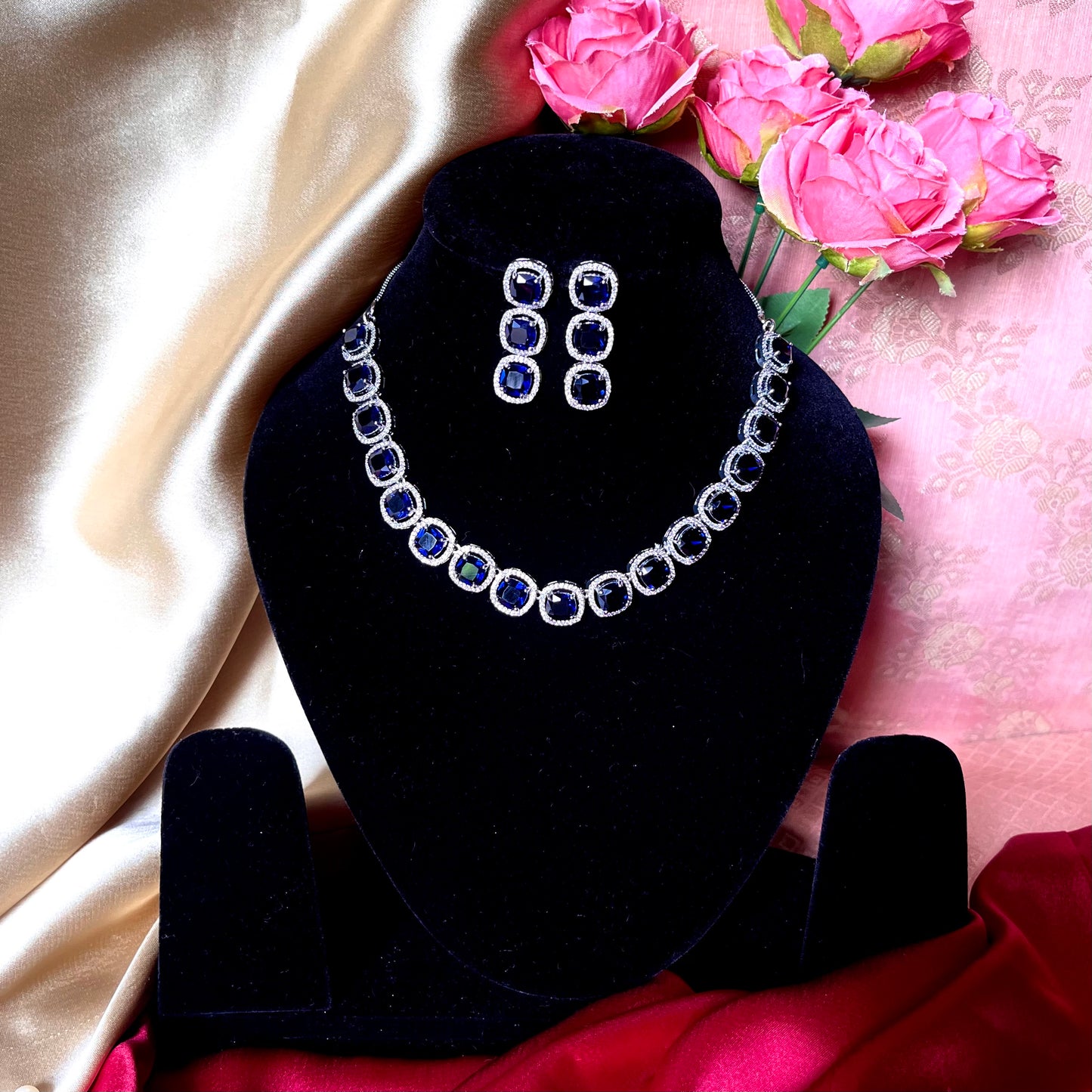 BLUE CHANDA ZIRCONIA NECKLACE SET