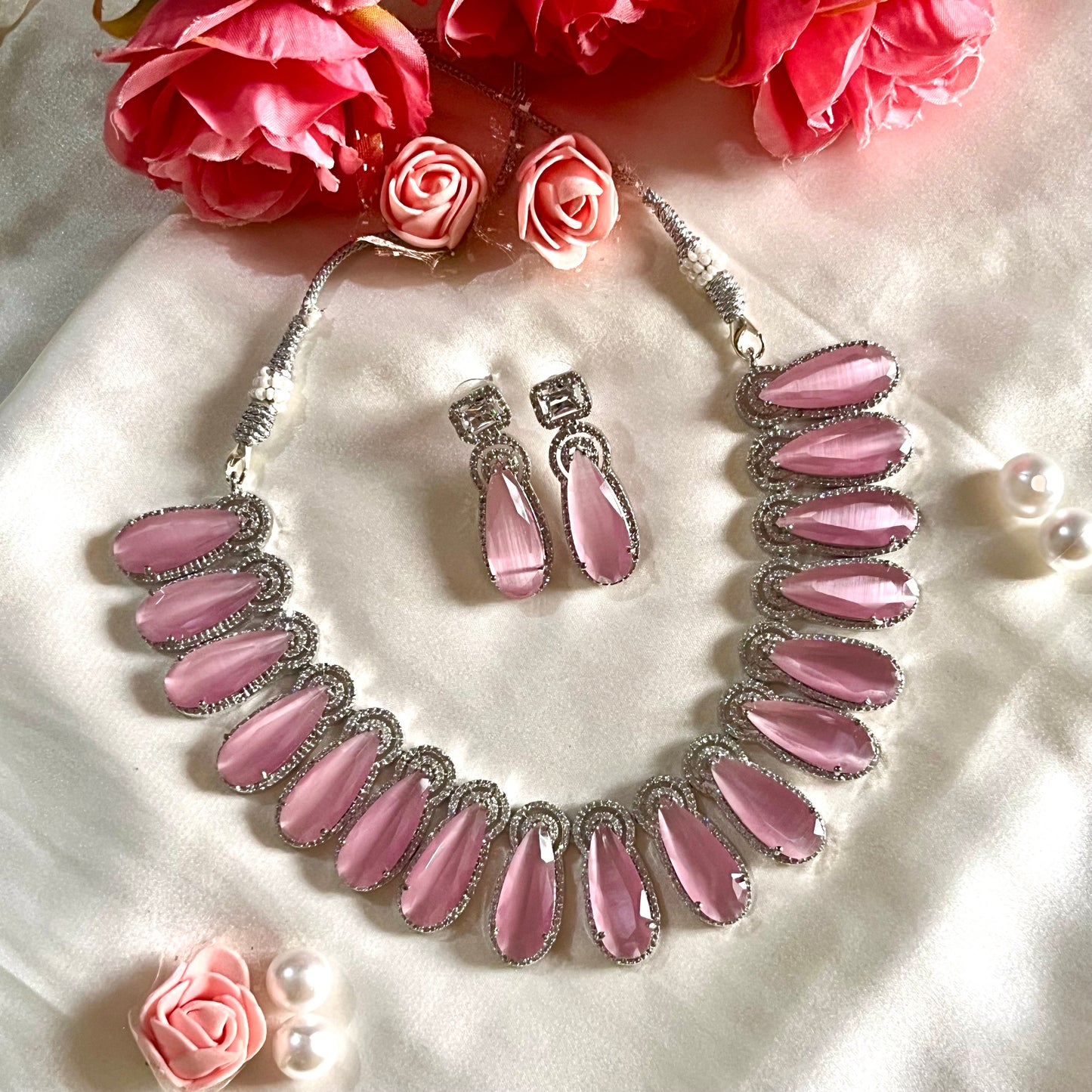 PINK IRA ZIRCONIA NECKLACE SET