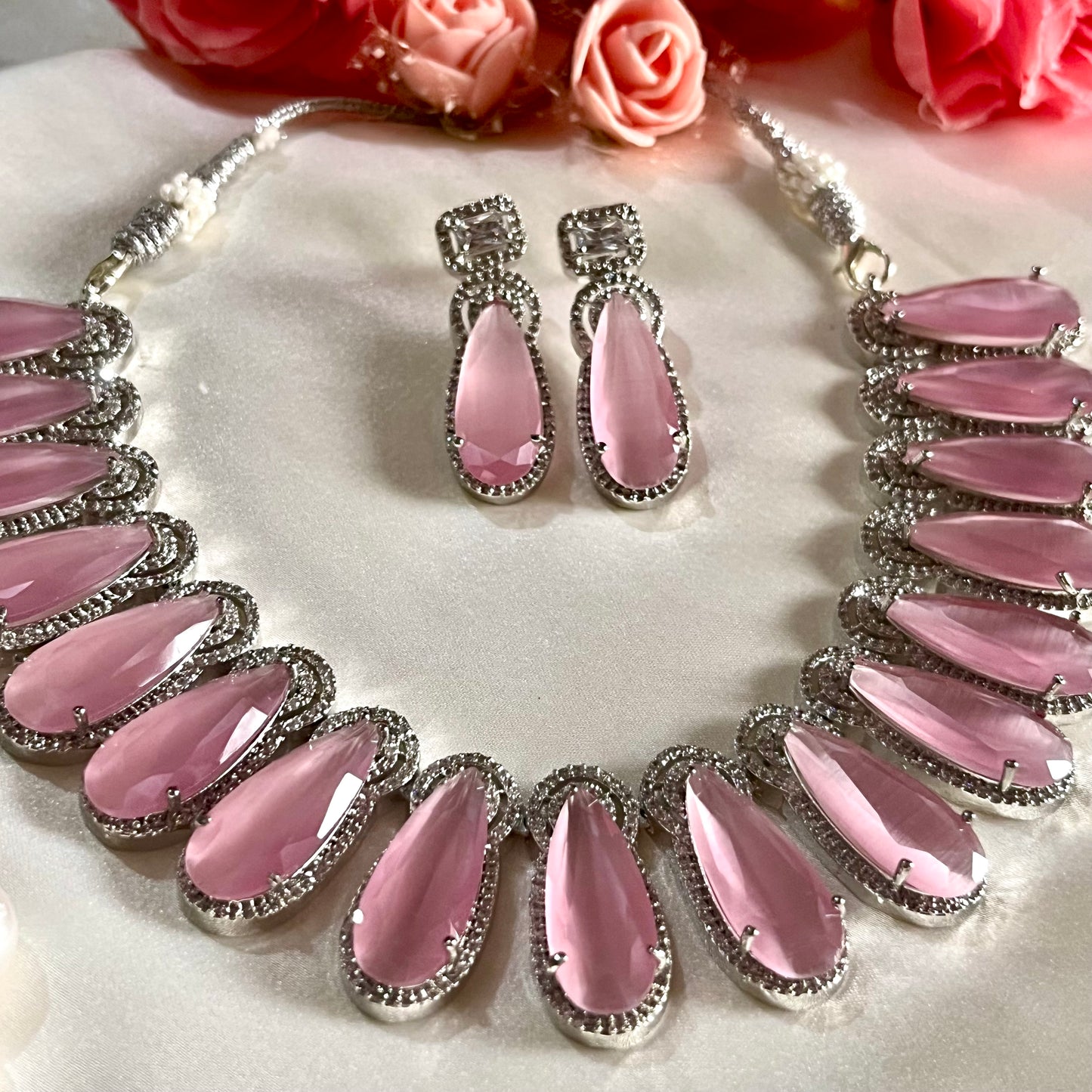 PINK IRA ZIRCONIA NECKLACE SET