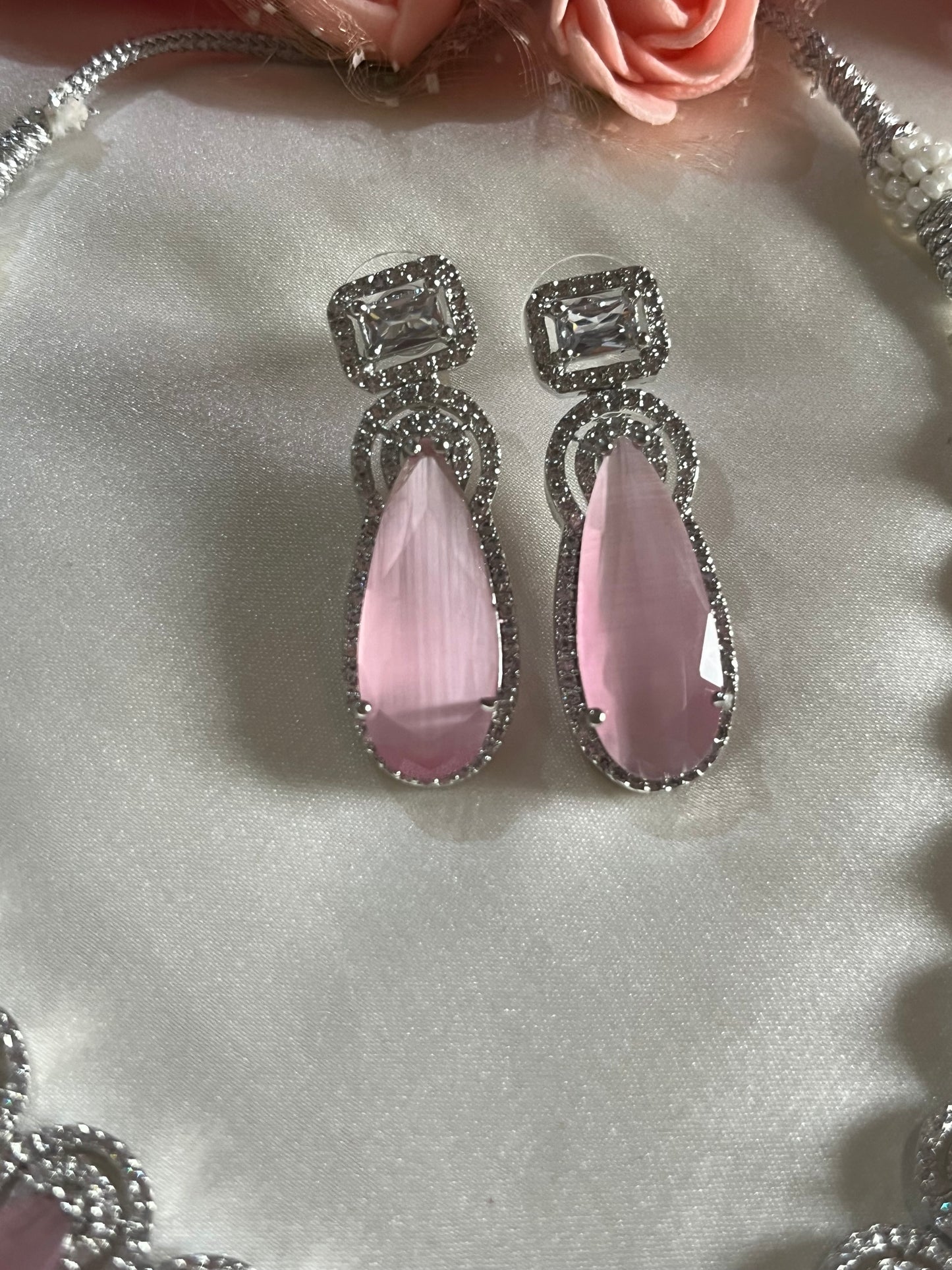 PINK IRA ZIRCONIA NECKLACE SET