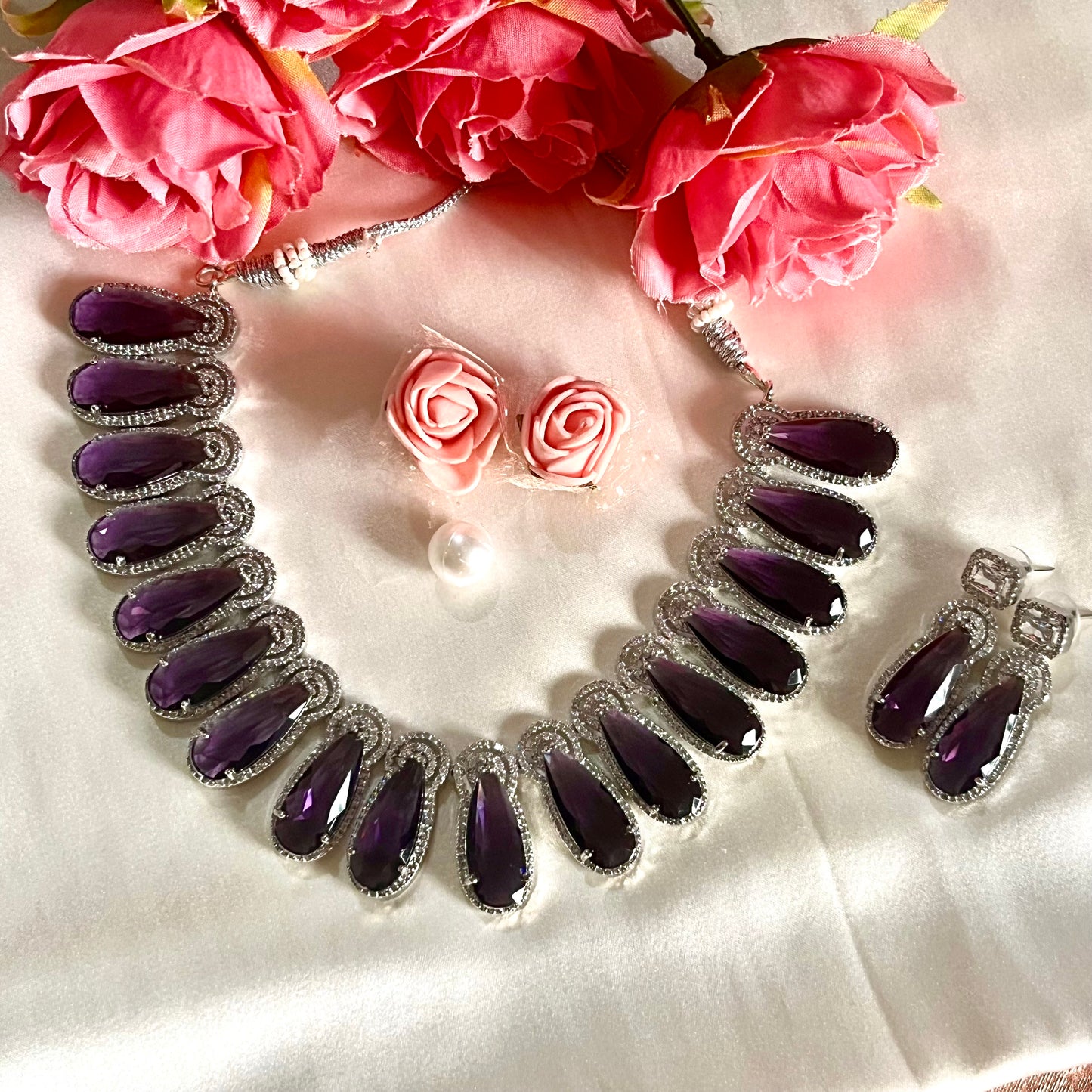 PURPLE IRA ZIRCONIA NECKLACE SET