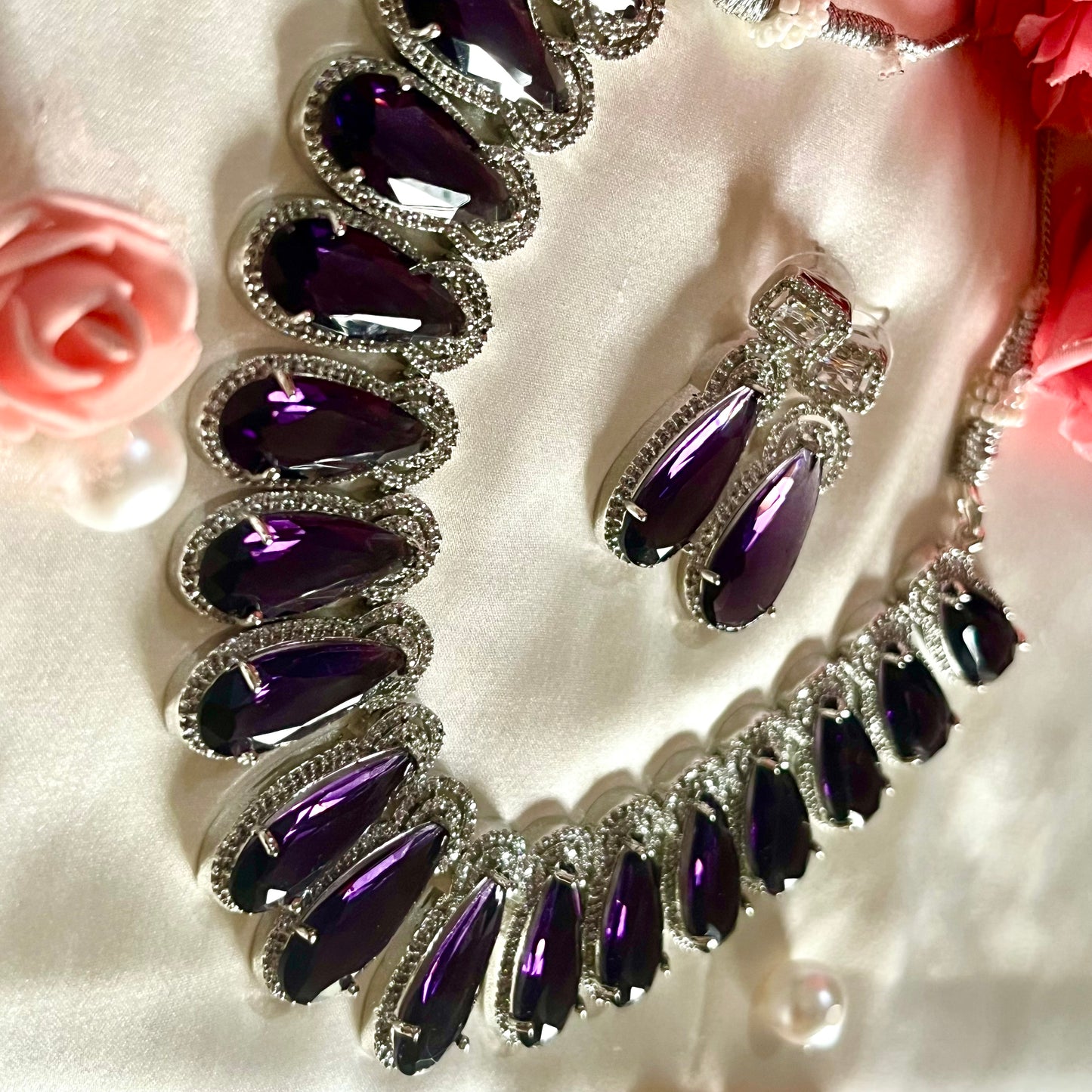 PURPLE IRA ZIRCONIA NECKLACE SET