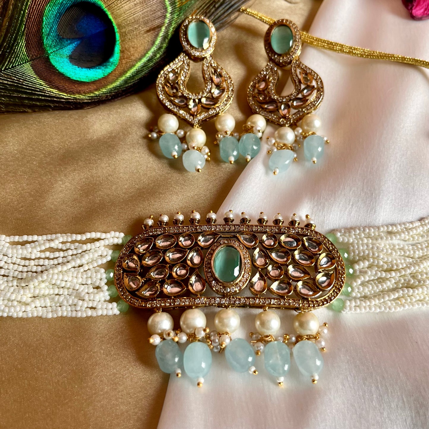 TURQUOISE ELLA CHOKER SET