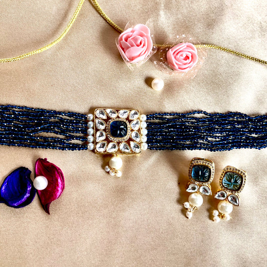 BLUE FIONA CHOKER SET