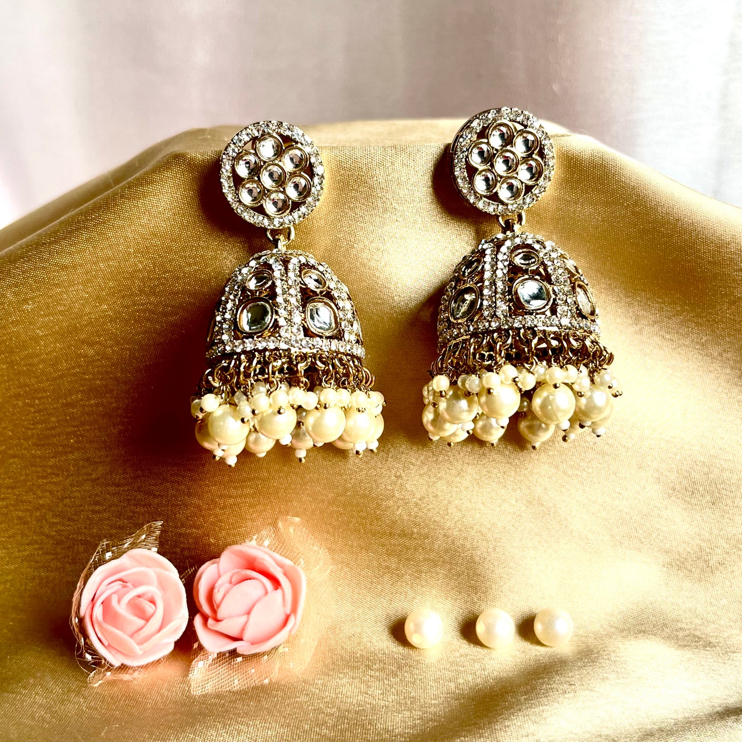 IVORY PEARL KUNDAN JHUMKI