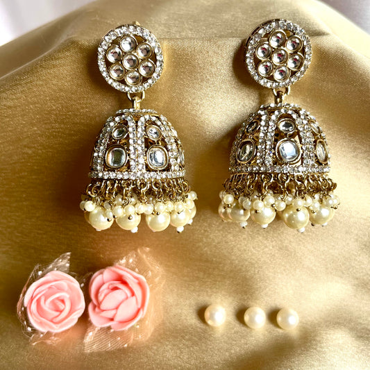 IVORY PEARL KUNDAN JHUMKI