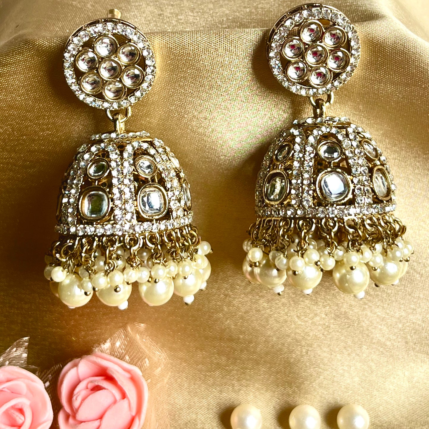 IVORY PEARL KUNDAN JHUMKI