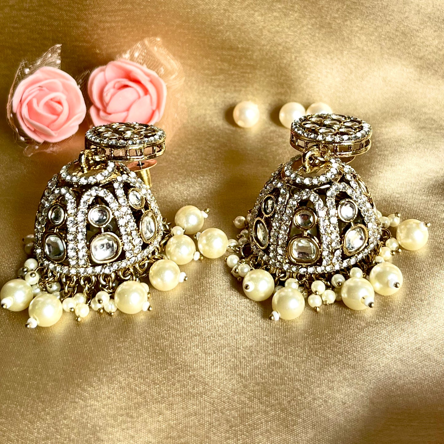 IVORY PEARL KUNDAN JHUMKI