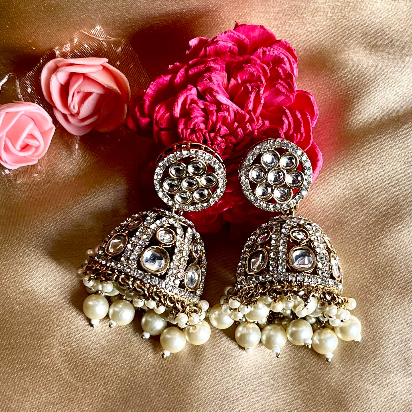 IVORY PEARL KUNDAN JHUMKI