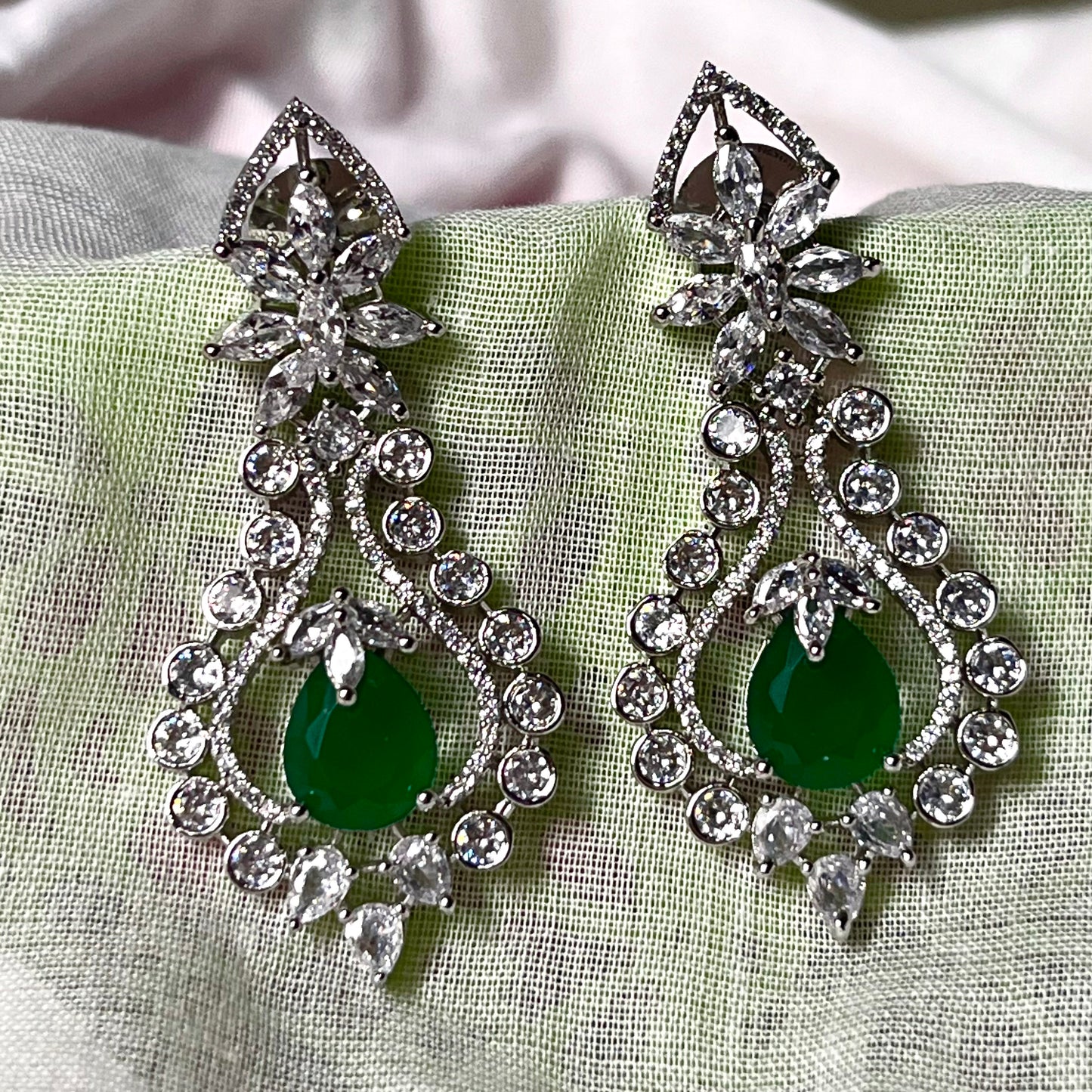 EMERALD NAAZ ZIRCONIA EARRINGS