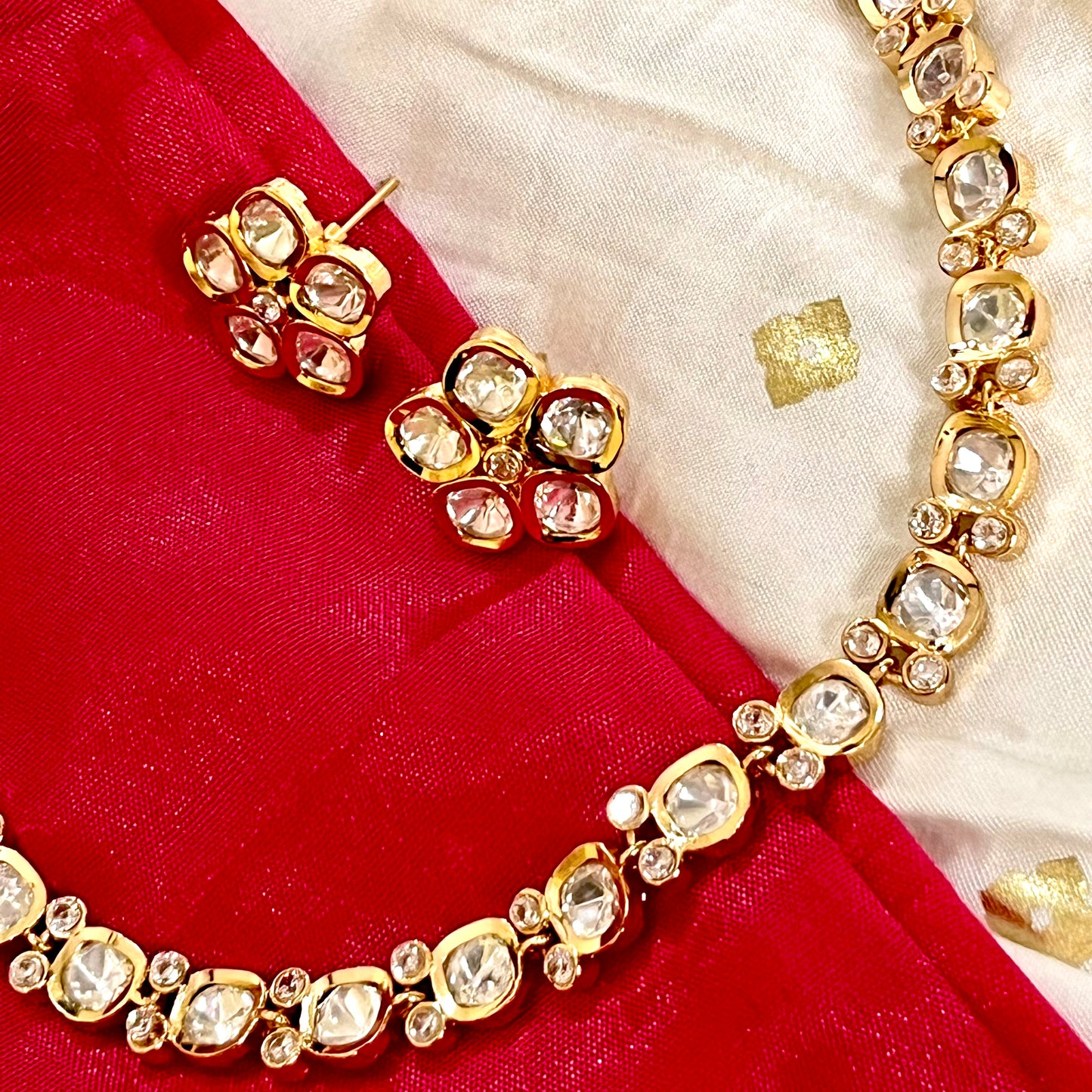 GOLDEN TAANI POLKI NECKLACE SET