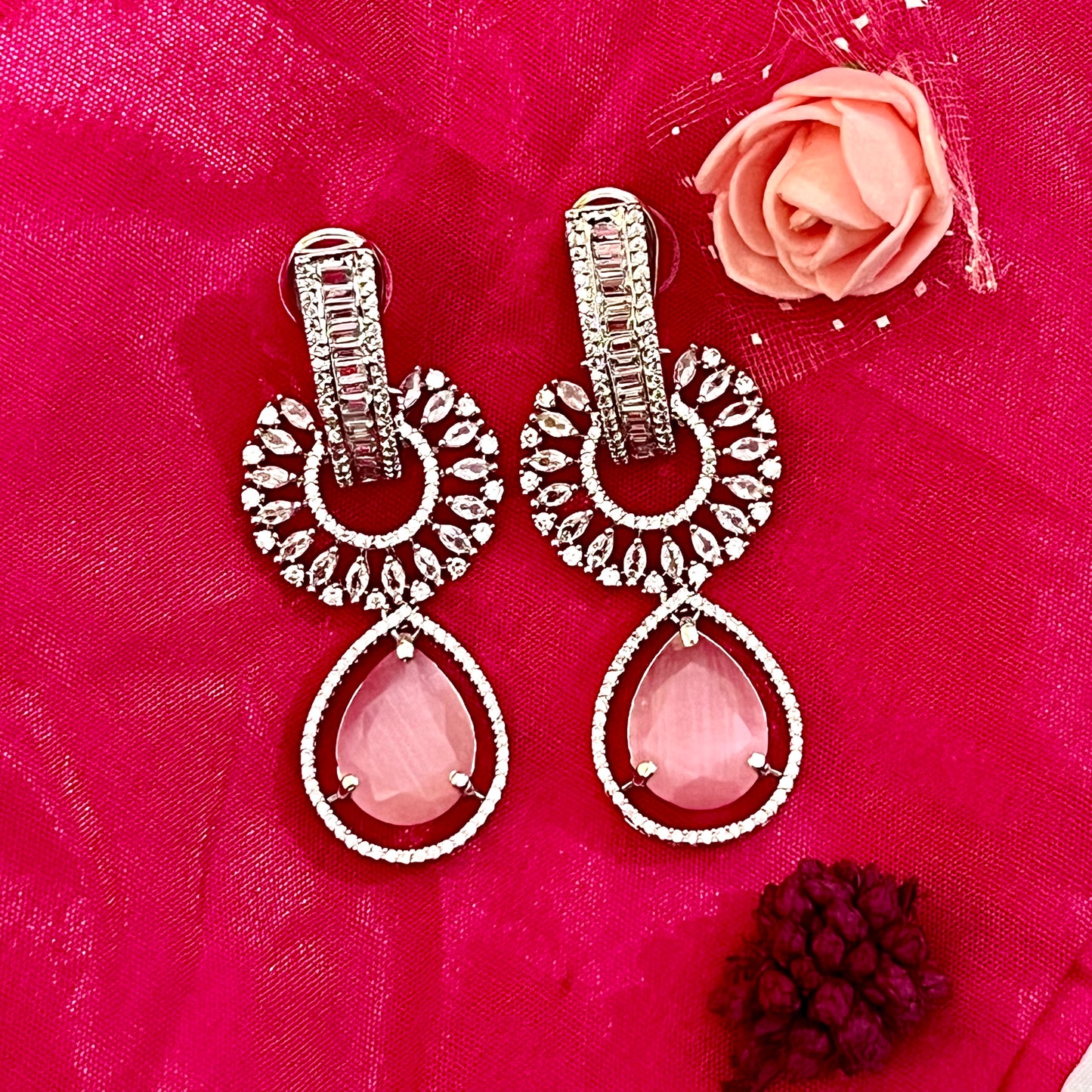 PINK DELIA ZIRCONIA EARRINGS