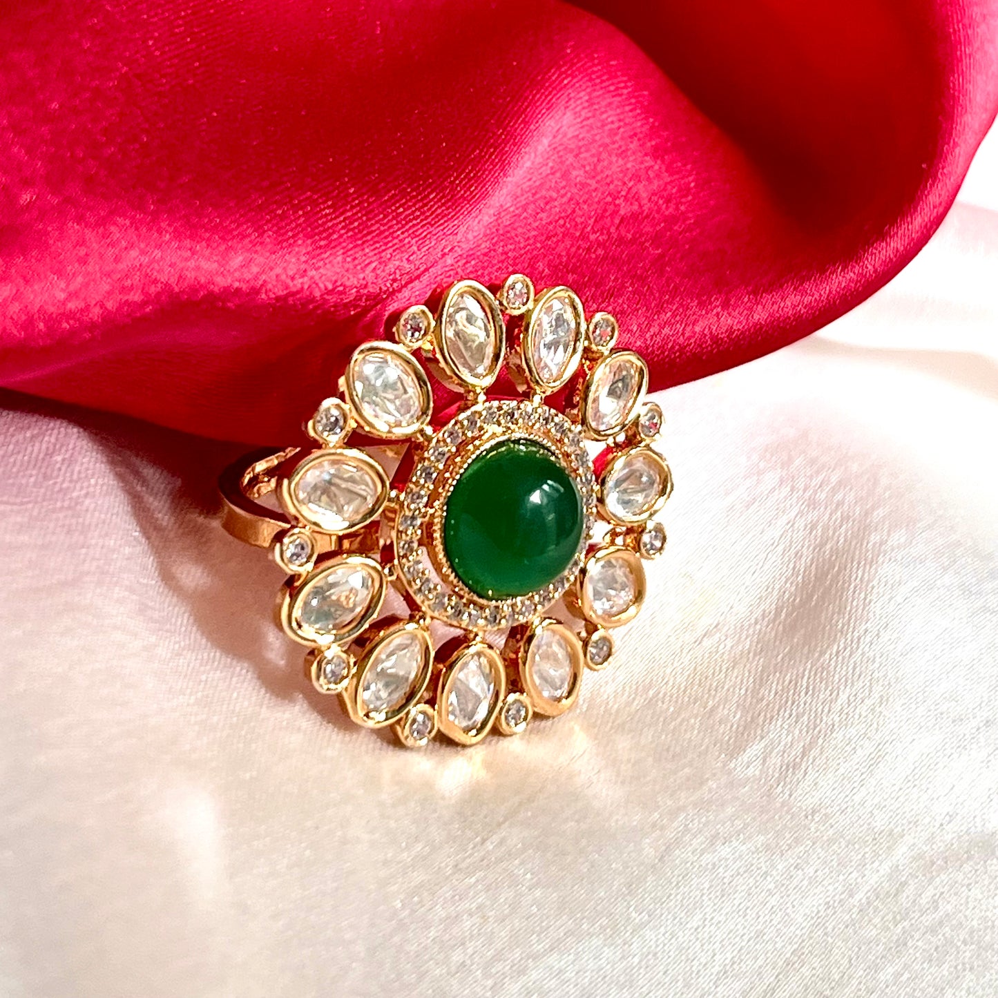 EMERALD SHINE POLKI RING