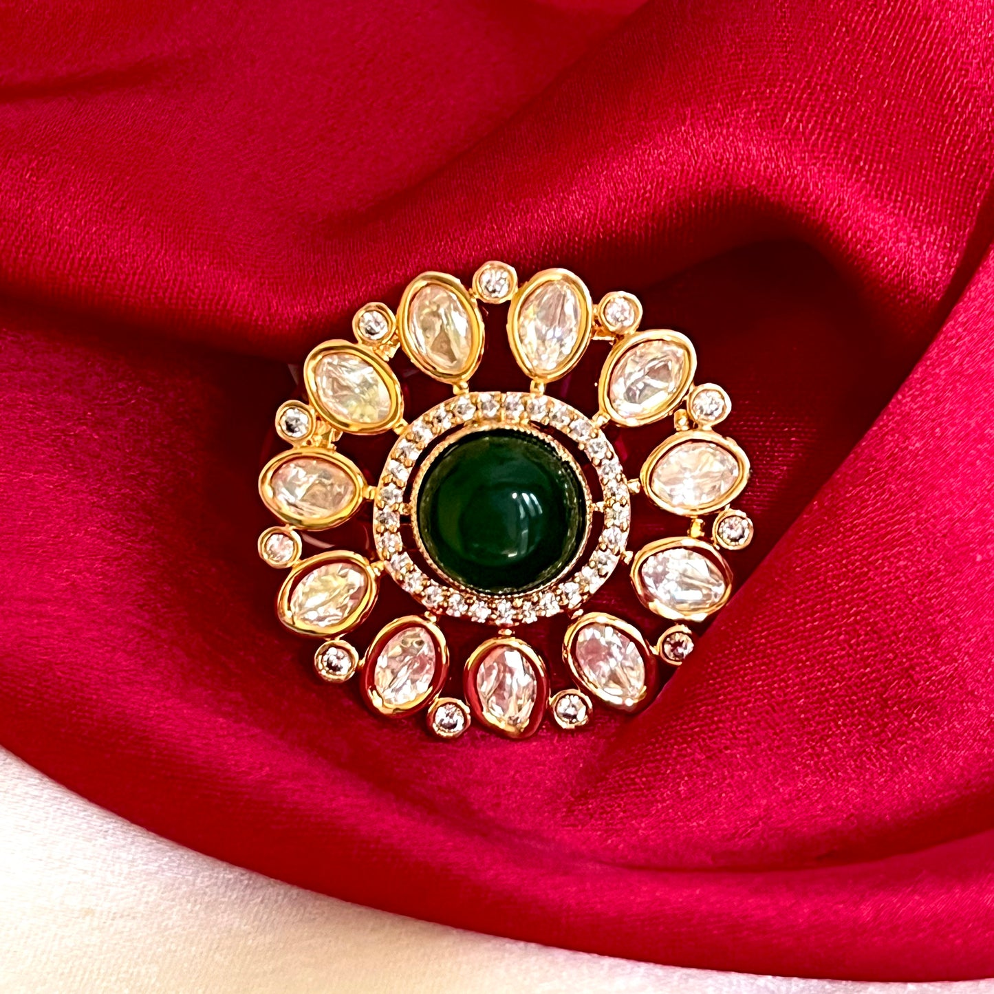 EMERALD SHINE POLKI RING