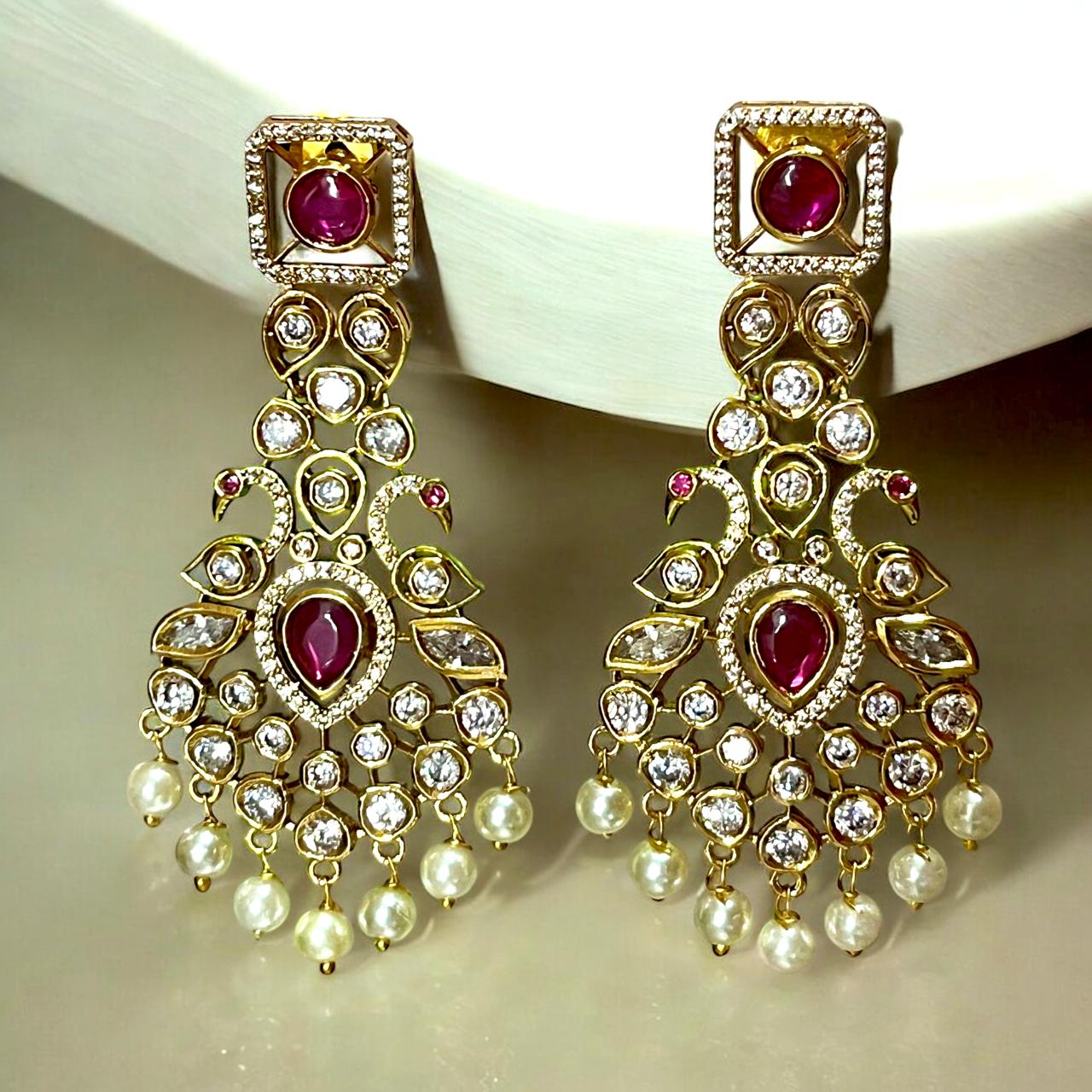 RANI POLKI PEACOCK EARRINGS