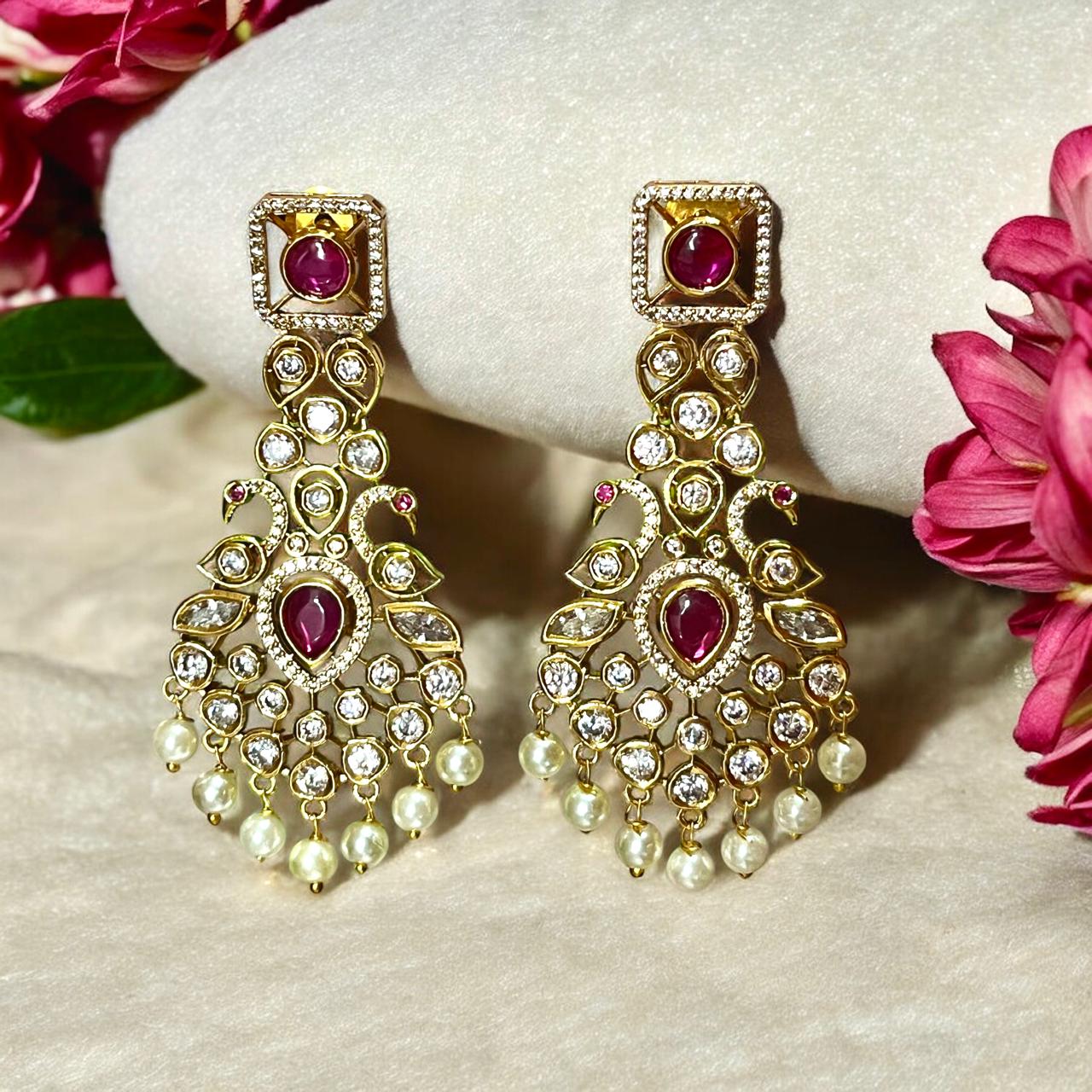 RANI POLKI PEACOCK EARRINGS