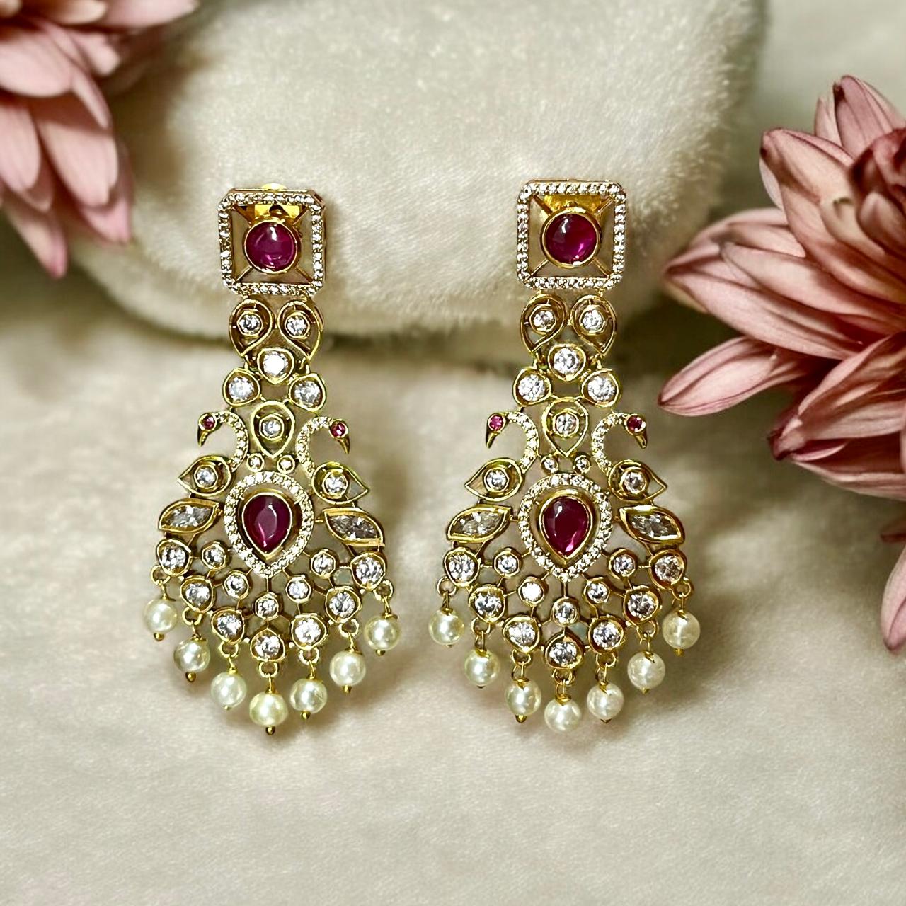 RANI POLKI PEACOCK EARRINGS