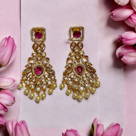 RANI POLKI PEACOCK EARRINGS