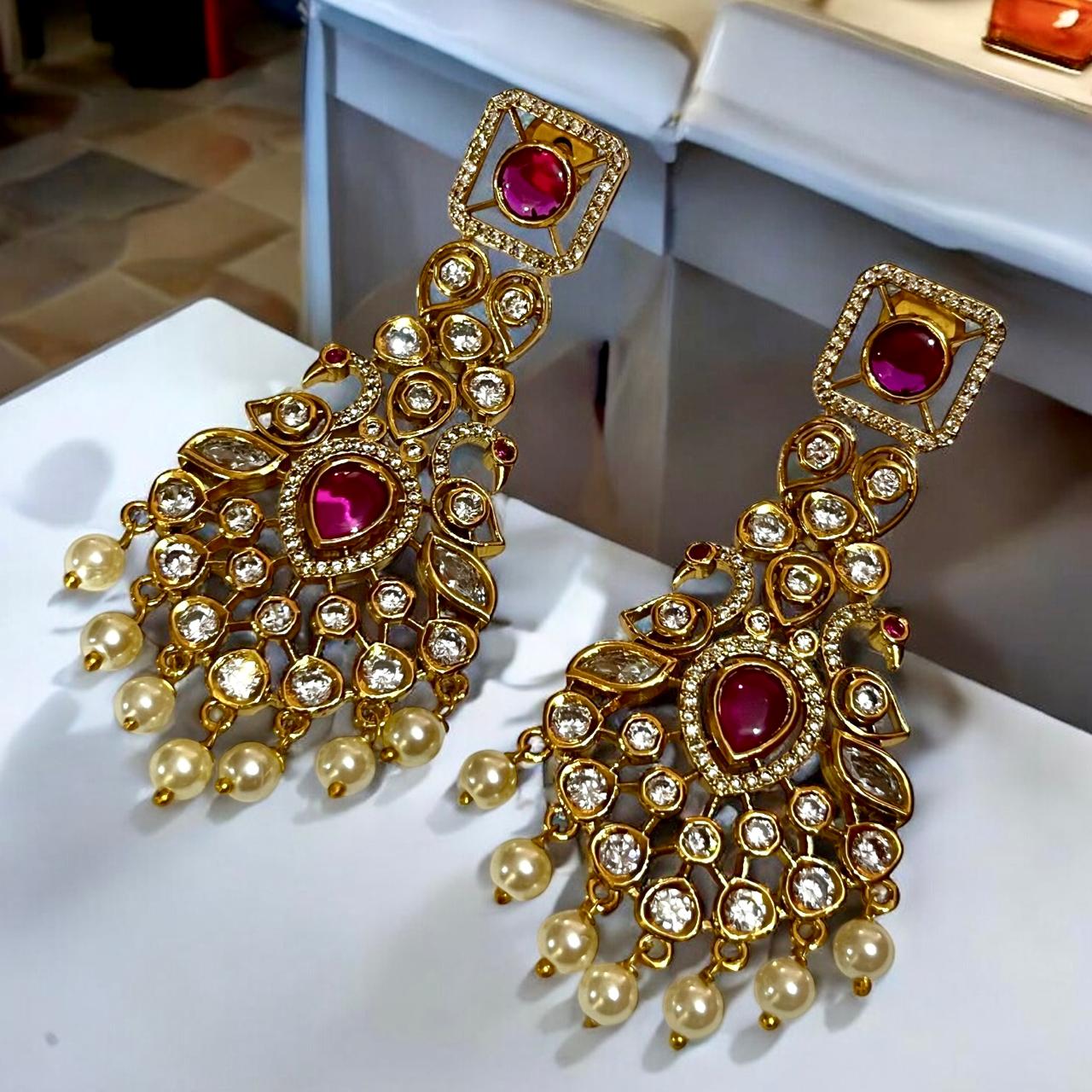 RANI POLKI PEACOCK EARRINGS