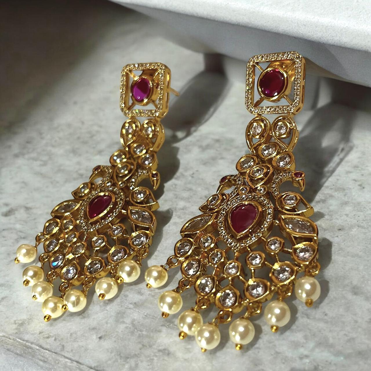 RANI POLKI PEACOCK EARRINGS