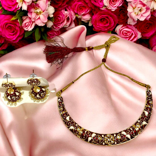 MAROON SUNDARI HASLI NECKLACE SET