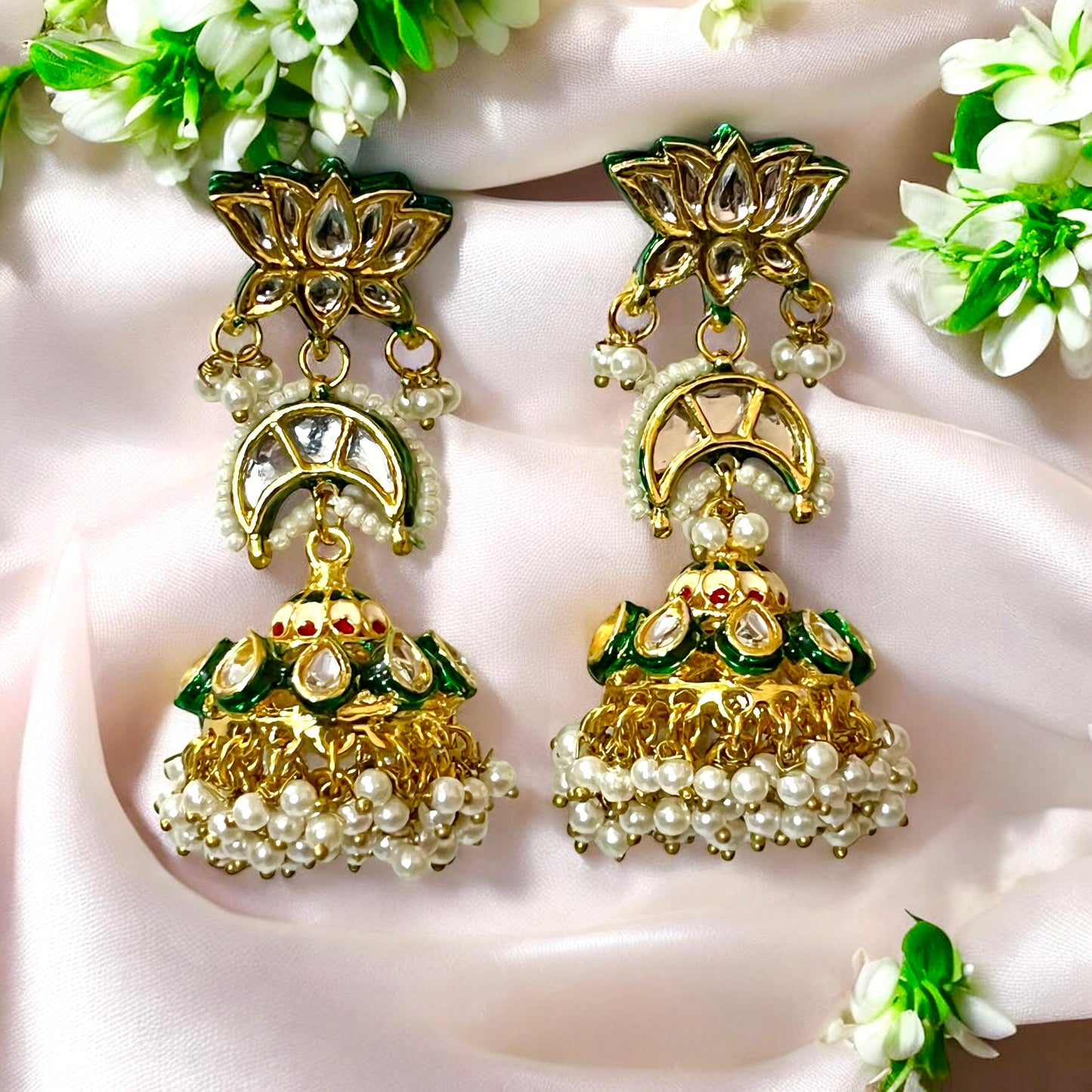 EMERALD LOTUS JHUMKIS