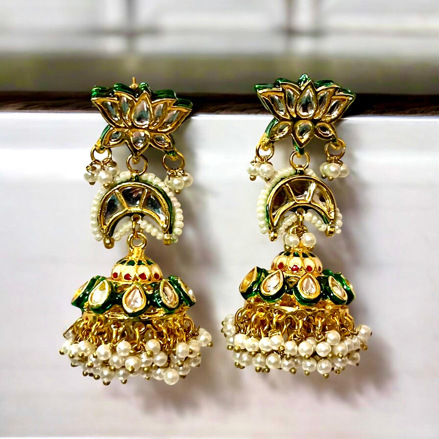 EMERALD LOTUS JHUMKIS