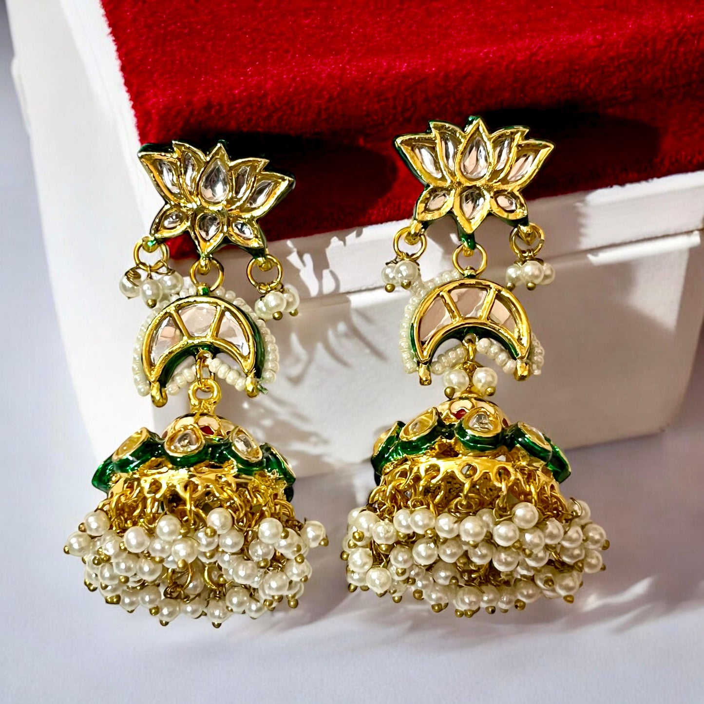 EMERALD LOTUS JHUMKIS