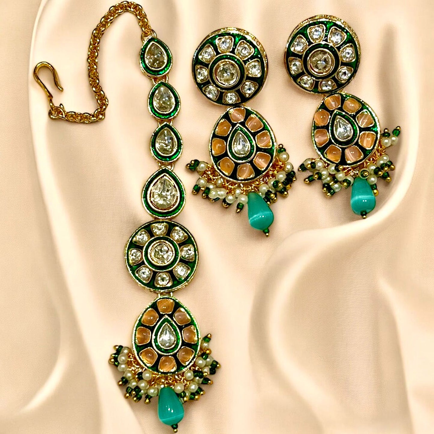 TURQUOISE PEACH LILA NECKLACE SET