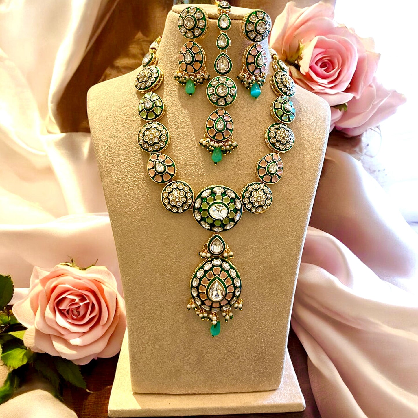 TURQUOISE PEACH LILA NECKLACE SET