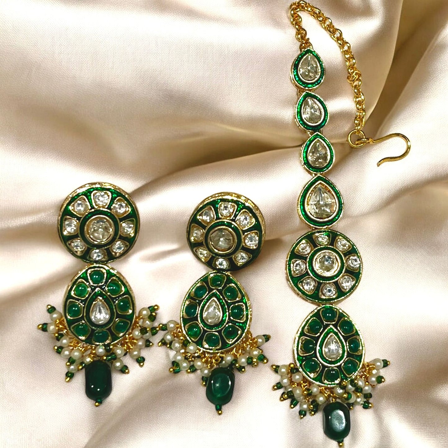 GOLD EMERALD LILA NECKLACE SET