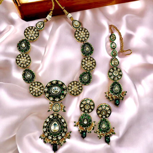GOLD EMERALD LILA NECKLACE SET
