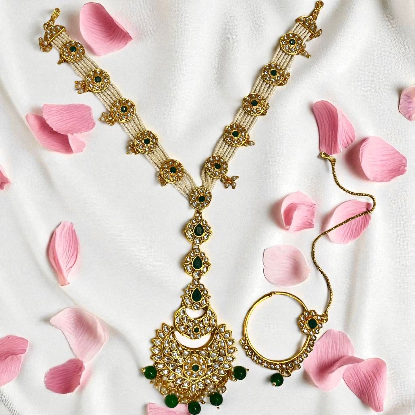 EMERALD KOHINOOR NECKLACE SET