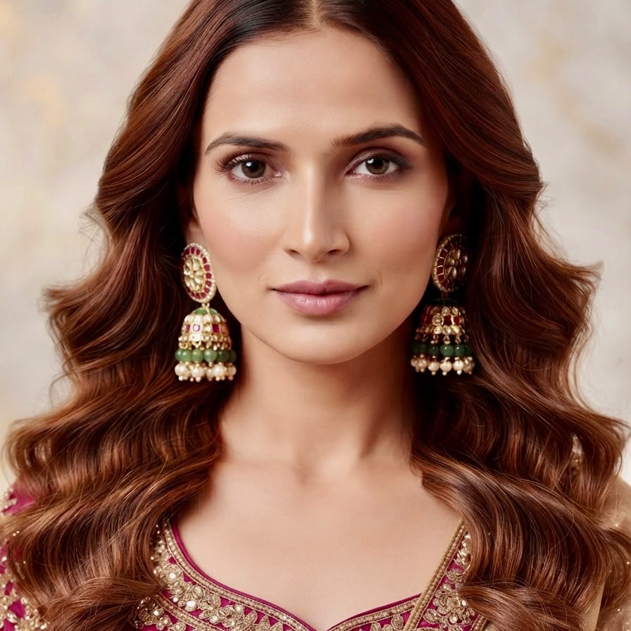 RANI EMERALD SUNHERI JHUMKIS